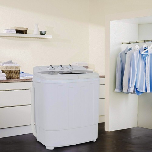 White compact portable washer - ,